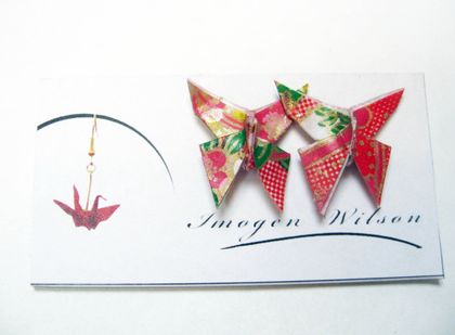 Origami Butterfly Stud Earrings- Red